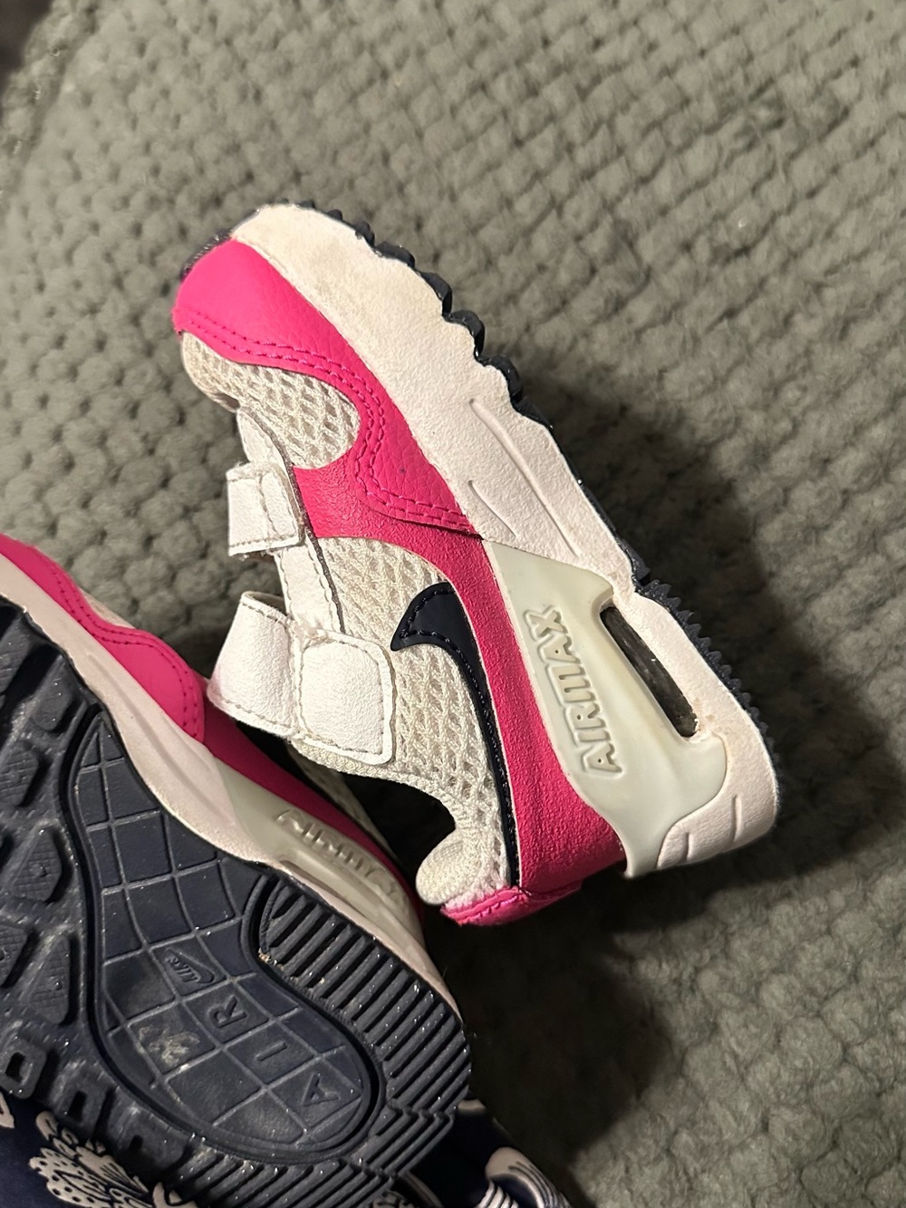 Nike Kids Air Max Velcro Sneaker - Pink, White, Navy